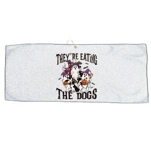 Theyre Eating The Dogs Halloween Cute Ghoul Ghost Large Microfiber Waffle Golf Towel