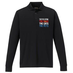 TheyRe Eating The Dogs The Cats The Pets Halloween Performance Long Sleeve Polo