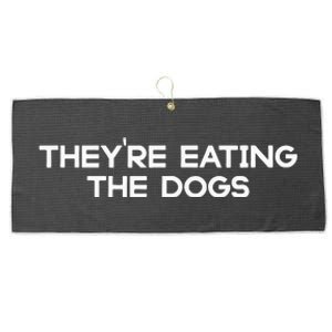 They’Re Eating The Dogs Funny Trump Harris Debate 2024 Large Microfiber Waffle Golf Towel