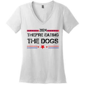 TheyRe Eating The Dogs Elections 2024 Democrat Republican Women's V-Neck T-Shirt