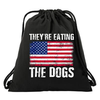 TheyRe Eating The Dogs Funny Election Voting 2024 Quote Drawstring Bag