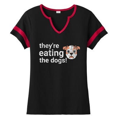 TheyRe Eating The Dogs Funny President Debate Trump Harris Ladies Halftime Notch Neck Tee