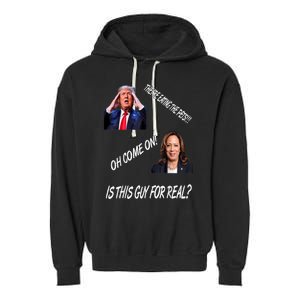 TheyRe Eating The Pets Funny Donald Trump Kamala Harris Garment-Dyed Fleece Hoodie