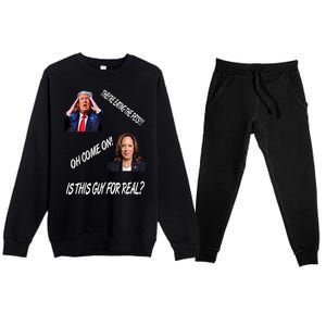 TheyRe Eating The Pets Funny Donald Trump Kamala Harris Premium Crewneck Sweatsuit Set