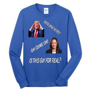 TheyRe Eating The Pets Funny Donald Trump Kamala Harris Tall Long Sleeve T-Shirt