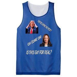 TheyRe Eating The Pets Funny Donald Trump Kamala Harris Mesh Reversible Basketball Jersey Tank