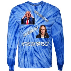 TheyRe Eating The Pets Funny Donald Trump Kamala Harris Tie-Dye Long Sleeve Shirt