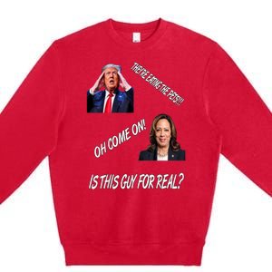 TheyRe Eating The Pets Funny Donald Trump Kamala Harris Premium Crewneck Sweatshirt