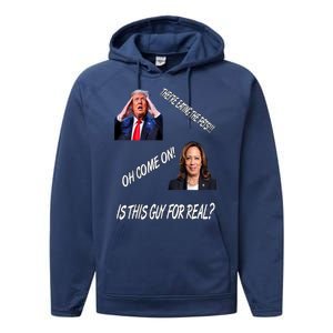 TheyRe Eating The Pets Funny Donald Trump Kamala Harris Performance Fleece Hoodie