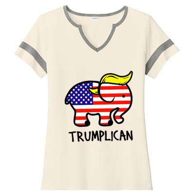 Trumplican Elephant TrumpFunny RepublicanUltra Maga 2024 Ladies Halftime Notch Neck Tee