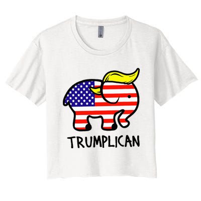 Trumplican Elephant TrumpFunny RepublicanUltra Maga 2024 Women's Crop Top Tee