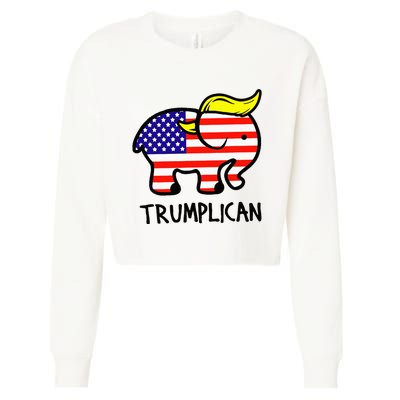 Trumplican Elephant TrumpFunny RepublicanUltra Maga 2024 Cropped Pullover Crew