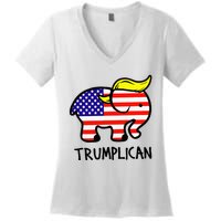 Trumplican Elephant TrumpFunny RepublicanUltra Maga 2024 Women's V-Neck T-Shirt