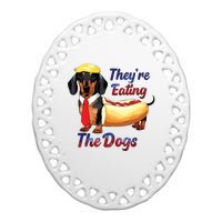 They’Re Eating The Dogs 2024 Retro Funny Ceramic Oval Ornament