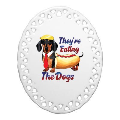 They’Re Eating The Dogs 2024 Retro Funny Ceramic Oval Ornament