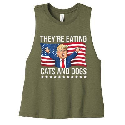 TheyRe Eating The Dogs They’Re Eating The Cats Women's Racerback Cropped Tank