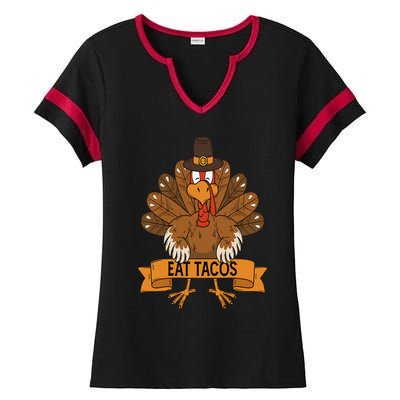 Turkey Eat Taco Adult Vegan  Funny Thanksgiving Ladies Halftime Notch Neck Tee