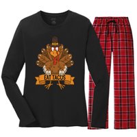 Turkey Eat Taco Adult Vegan  Funny Thanksgiving Women's Long Sleeve Flannel Pajama Set 