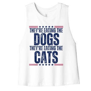 TheyRe Eating The Dogs They’Re Eating The Cats Women's Racerback Cropped Tank