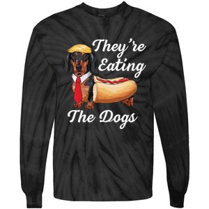 TheyRe Eating The Dogs Dachshund Hotdog Wiener Dog Tie-Dye Long Sleeve Shirt