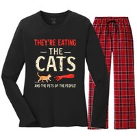 They’Re Eating The Cats They’Re Eating The Dogs Women's Long Sleeve Flannel Pajama Set 