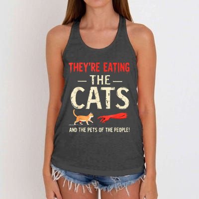 They’Re Eating The Cats They’Re Eating The Dogs Women's Knotted Racerback Tank