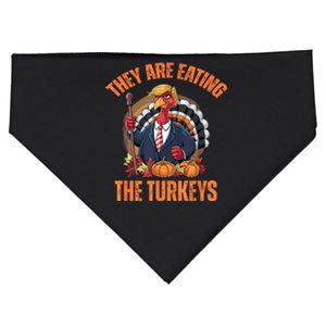 TheyRe Eating The Turkey Funny Trump Thanksgiving Humor USA-Made Doggie Bandana