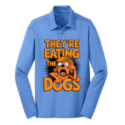 TheyRe Eating The Dogs Kamala Harris Trump Debate 2024 Silk Touch Performance Long Sleeve Polo