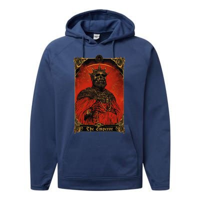 The Emperor Tarot Card Vintage Design Performance Fleece Hoodie