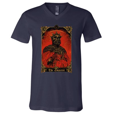 The Emperor Tarot Card Vintage Design V-Neck T-Shirt