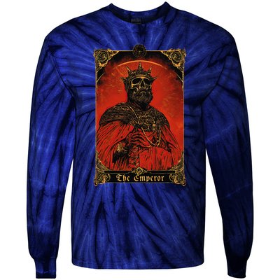 The Emperor Tarot Card Vintage Design Tie-Dye Long Sleeve Shirt