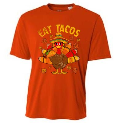 Turkey Eat Tacos Mexican Sombrero Thanksgiving Family Cooling Performance Crew T-Shirt