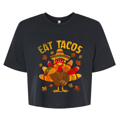 Turkey Eat Tacos Mexican Sombrero Thanksgiving Family Bella+Canvas Jersey Crop Tee