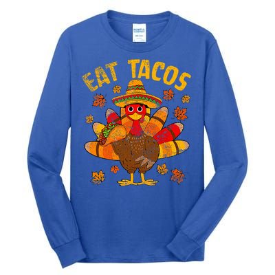 Turkey Eat Tacos Mexican Sombrero Thanksgiving Family Tall Long Sleeve T-Shirt