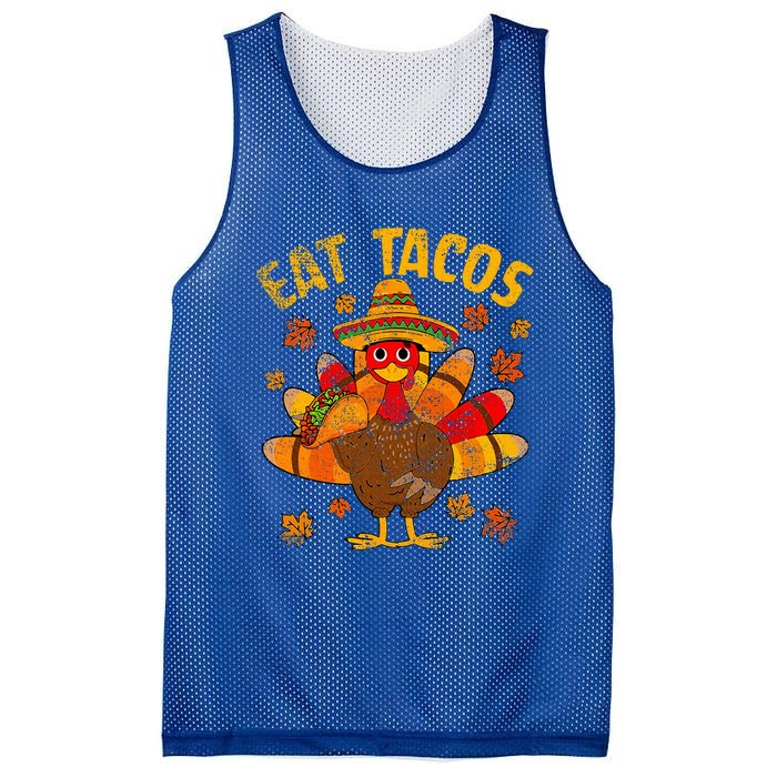 Turkey Eat Tacos Mexican Sombrero Thanksgiving Family Mesh Reversible Basketball Jersey Tank