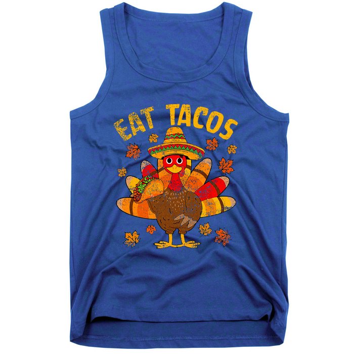 Turkey Eat Tacos Mexican Sombrero Thanksgiving Family Tank Top