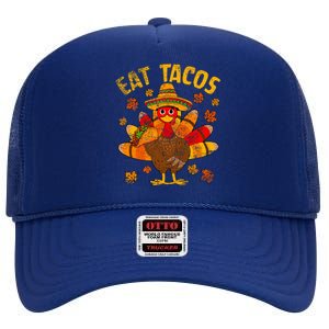 Turkey Eat Tacos Mexican Sombrero Thanksgiving Family High Crown Mesh Back Trucker Hat