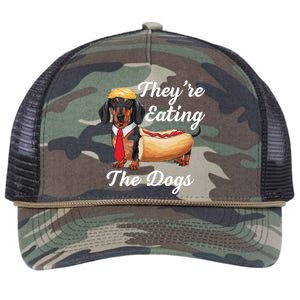 TheyRe Eating The Dogs Dachshund Hotdog Wiener Dog Retro Rope Trucker Hat Cap