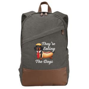 TheyRe Eating The Dogs Dachshund Hotdog Wiener Dog Cotton Canvas Backpack