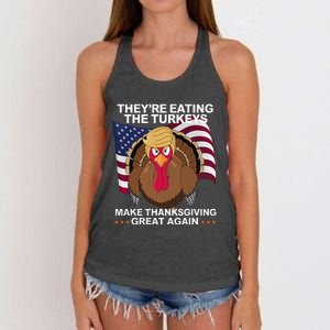 TheyRe Eating The Turkeys Women's Knotted Racerback Tank