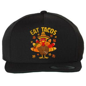 Turkey Eat Tacos Mexican Sombrero Thanksgiving Family Wool Snapback Cap