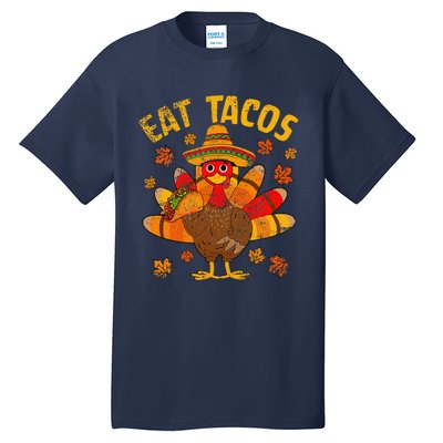 Turkey Eat Tacos Mexican Sombrero Thanksgiving Family Tall T-Shirt