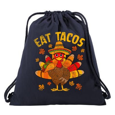 Turkey Eat Tacos Mexican Sombrero Thanksgiving Family Drawstring Bag