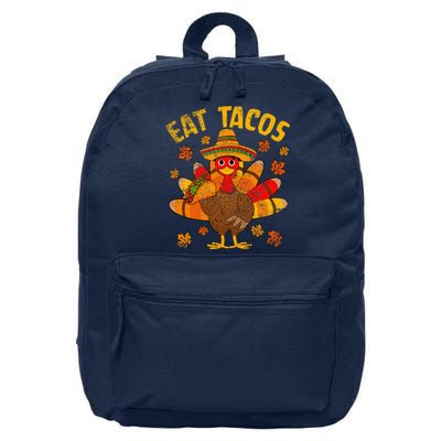 Turkey Eat Tacos Mexican Sombrero Thanksgiving Family 16 in Basic Backpack