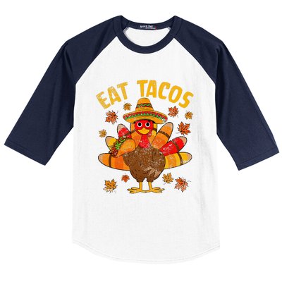 Turkey Eat Tacos Mexican Sombrero Thanksgiving Family Baseball Sleeve Shirt