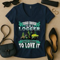 Tough Enough To Be A Logger For Skidder Drivers Women's V-Neck T-Shirt