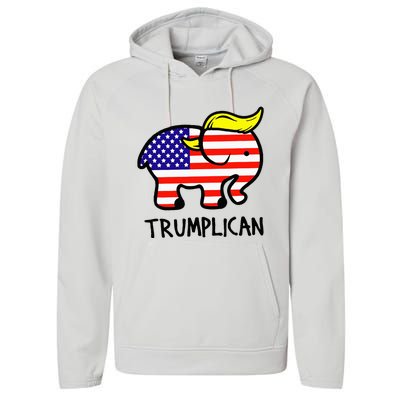 Trumplican Elephant TrumpFunny RepublicanUltra Maga 2024 Performance Fleece Hoodie