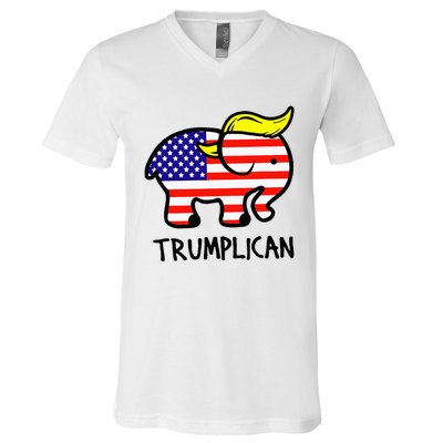 Trumplican Elephant TrumpFunny RepublicanUltra Maga 2024 V-Neck T-Shirt