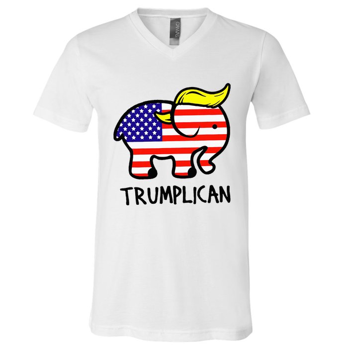 Trumplican Elephant TrumpFunny RepublicanUltra Maga 2024 V-Neck T-Shirt