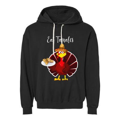 Turkey Eat Tamales Funny Mexican Sombrero Thanksgiving Xmas Garment-Dyed Fleece Hoodie